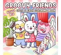 Groovy Friends: Y2K and Nostalgia Coloring Book for Adults, Teens Featuring Adorable Animal Friends in Funky Outfits, Chill Scenes and Vintage Moments for Relaxation