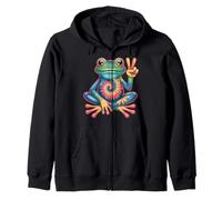 Groovy Frog Tie-Dye Hippie Peace Zip Hoodie