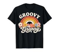 Groovy Granny Retro Rainbow Colorful Flowers Design Grandma Value Graphic T-Shirt, Men, Black, M