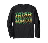 Groovy Half Irish Jamaican Retro Wavy Text St Patricks Day Long Sleeve T-Shirt