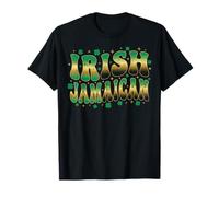 Groovy Half Irish Jamaican Retro Wavy Text St Patricks Day T-Shirt