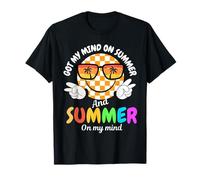 Groovy Happy Face Summer Vibes Got My Mind On Summer Teacher T-Shirt