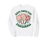 Groovy Happy People Play Pickleball Design Retro Daisy Sweatshirt