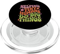 Groovy Helping Tiny Humans Do Big Things Teacher Retro 70s PopSockets PopGrip for MagSafe