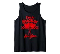 Groovy I'm A Sucker for You Retro Heart Candy Valentines Art Tank Top