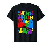 Groovy in My Autism Dad Era Autism Awareness Puzzle Pieces T-Shirt