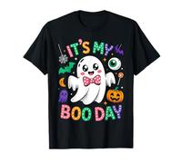 Groovy Its My Boo Day Cute Halloween Birthday Ghost Pink Bow T-Shirt