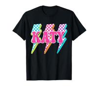 Groovy Katy Lightning Bolt Checkered I Love Katy 80's Meme T-Shirt