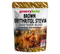 Groovy Keto Brown Erythritol & Stevia Blend 1kg ? Natural Brown Sugar Substitute for Baking & Cooking, Keto & Diabetic Friendly, Low Calorie & Low