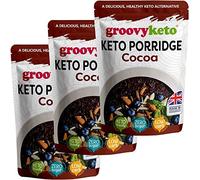 Groovy Keto Cocoa Breakfast Porridge | 2g net carbs | Low Carb Porridge Alternative | Keto Friendly, Diabetic Friendly, Grain Free (Pack of 3 x 280g Pouches)