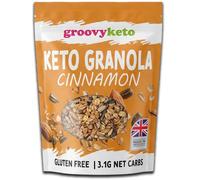 Groovy Keto Granola Low Carb, 3.1g Net Carbs | High Protein Breakfast Cereal | Keto Cereal | Sugar Free Gluten Free | Erythritol Stevia Sweetened | Plant Based | 360g Resealable Pouch (Cinnamon)