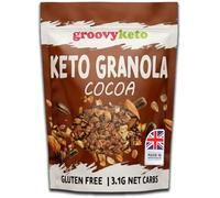 Groovy Keto Granola Low Carb, 3.1g Net Carbs | High Protein Breakfast Cereal | Keto Cereal | Sugar Free Gluten Free | Erythritol Stevia Sweetened | Plant Based | 360g Resealable Pouch (Cocoa)