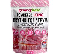 Groovy Keto Powdered Erythritol & Stevia Sweetener 1kg - Natural Sugar Alternative for Baking, Frosting & Drinks, Keto & Diabetic Friendly, Low Calorie & Low Carb, Icing Sugar Substitute
