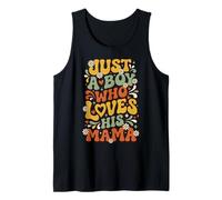 Groovy Mama Boy Love Retro Sweet Son Affection Graphic Tank Top