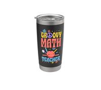 Groovy Math Teacher 60s Throwback Day Peace Flower Stainless Steel Insulated Tumbler