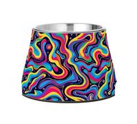 Groovy Neon Pattern Dog Raised Bowl, 540 ML Feeding Food Pet Bowl Stainless Steel Non-slip High Capacity Cat Bowl