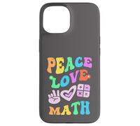 Groovy PEACE LOVE MATH Retro STEM Teacher Back To School Case for iPhone 15