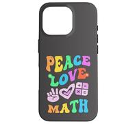 Groovy PEACE LOVE MATH Retro STEM Teacher Back To School Case for iPhone 16 Pro