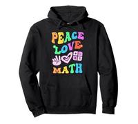 Groovy PEACE LOVE MATH Retro STEM Teacher Back To School Pullover Hoodie