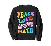 Groovy PEACE LOVE MATH Retro STEM Teacher Back To School Sweatshirt