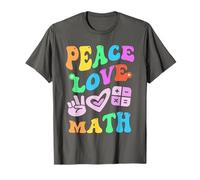 Groovy Peace Love Math Retro STEM Teacher Back to School T-Shirt