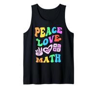 Groovy Peace Love Math Retro STEM Teacher Back to School Tank Top