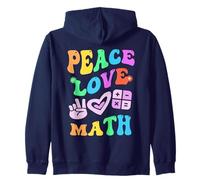 Groovy PEACE LOVE MATH Retro STEM Teacher Back To School Zip Hoodie