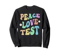 Groovy PEACE LOVE TEST Day Retro Teacher School Countdown Sweatshirt