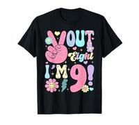 Groovy Peace Out Eight I'm 9 Years Old 9th Birthday Girls Ki T-Shirt