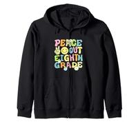 Groovy Peace Out Eighth Grade Kids 8th Grade Last Day School Zip Hoodie