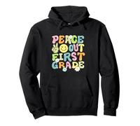Groovy Peace Out First Grade Kids 1st Grade Last Day School Pullover Hoodie