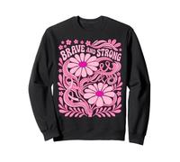 Groovy Pink Brave Strong Breast Cancer Awareness. Sweatshirt