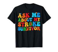 Groovy Red Ribbon Ask Me About My Stroke Survivor T-Shirt