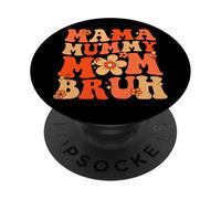 Groovy Retro Best Orange Floral Cute Mama Mummy Mum Bruh PopSockets Adhesive PopGrip
