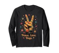Groovy Retro Dog Lover Flower Power Peace Design Long Sleeve T-Shirt