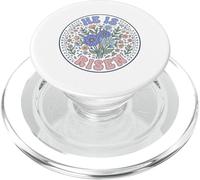Groovy Retro Floral He Is Risen Easter Jesus Christianity PopSockets PopGrip for MagSafe