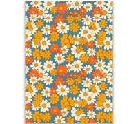 Groovy Retro Flower Gift Wrap - Pack of 2 Sheets Vibrant 70s Daisy Print Wrapping Paper for Vintage Themed Birthdays & Special Occasions W32