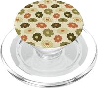 Groovy Retro Flowers - Burnt Orange and Olive Green PopSockets PopGrip for MagSafe