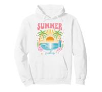 Groovy Retro Summer Beach Sunset Palm Tree Surfing Tropical Pullover Hoodie