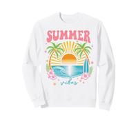 Groovy Retro Summer Beach Sunset Palm Tree Surfing Tropical Sweatshirt