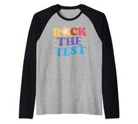 Groovy Rock The Test Motivational Retro Teachers Testing Day Raglan Baseball Tee