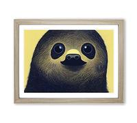 Groovy Sloth Framed Print | A4 Oak Framed Wall Art | Ready to Hang | Modern Nature Picture | Living Room Bedroom Lounge Office