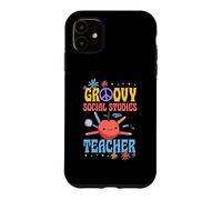 Groovy Social Studies Teacher 60s Throwback Day Peace Flower Case for iPhone 11