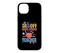 Groovy Social Studies Teacher 60s Throwback Day Peace Flower Case for iPhone 14 Plus