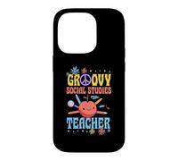 Groovy Social Studies Teacher 60s Throwback Day Peace Flower Case for iPhone 14 Pro