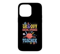 Groovy Social Studies Teacher 60s Throwback Day Peace Flower Case for iPhone 14 Pro Max