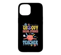 Groovy Social Studies Teacher 60s Throwback Day Peace Flower Case for iPhone 15
