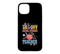 Groovy Social Studies Teacher 60s Throwback Day Peace Flower Case for iPhone 15 Plus