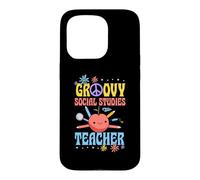 Groovy Social Studies Teacher 60s Throwback Day Peace Flower Case for iPhone 15 Pro