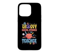 Groovy Social Studies Teacher 60s Throwback Day Peace Flower Case for iPhone 15 Pro Max